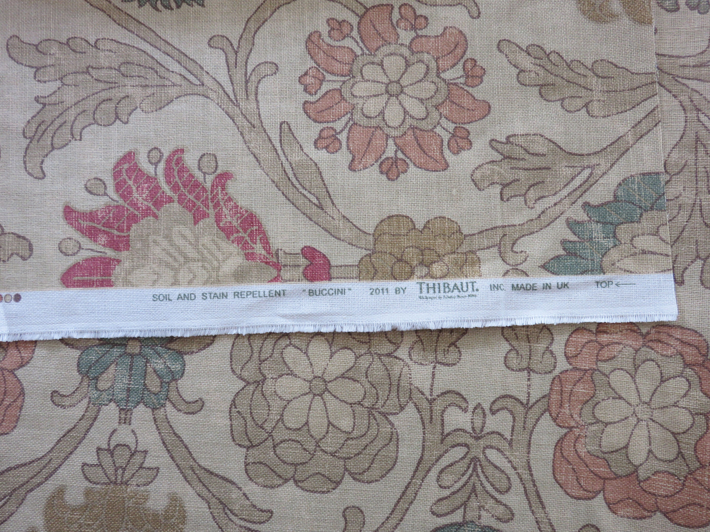 parchment floral pillow cover made from thibaut buccini