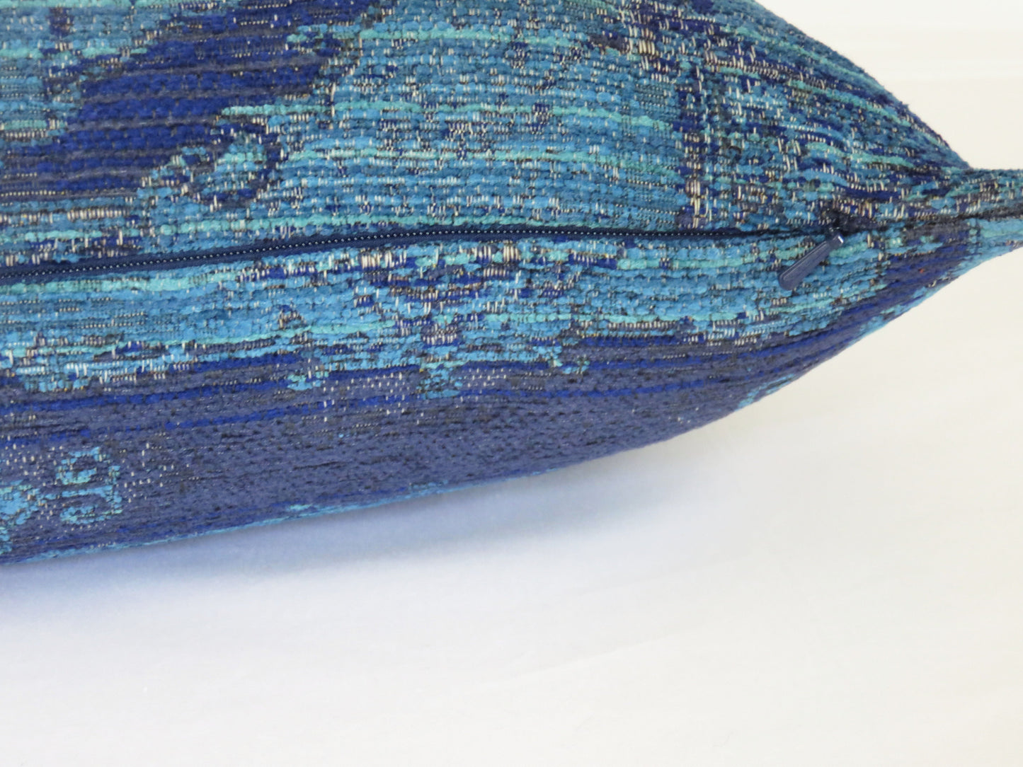 cobalt blue chenille pillow cover, kilim style medallion morif