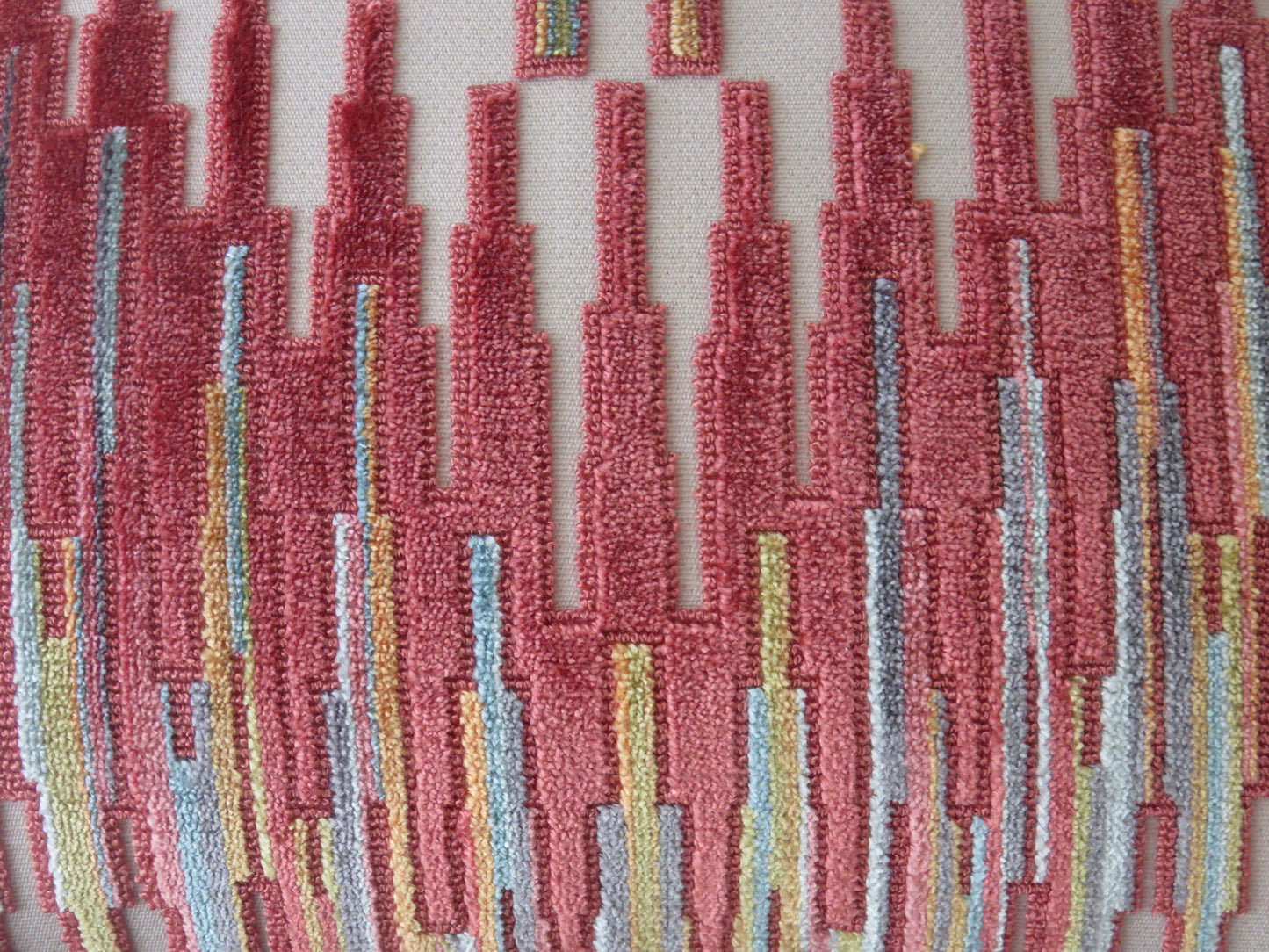 Coral and Blue ZigZag Pillow Cover, Colorful Cut Chenille