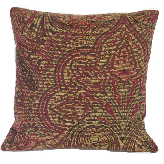 cranberry red paisley medallion pillow cover