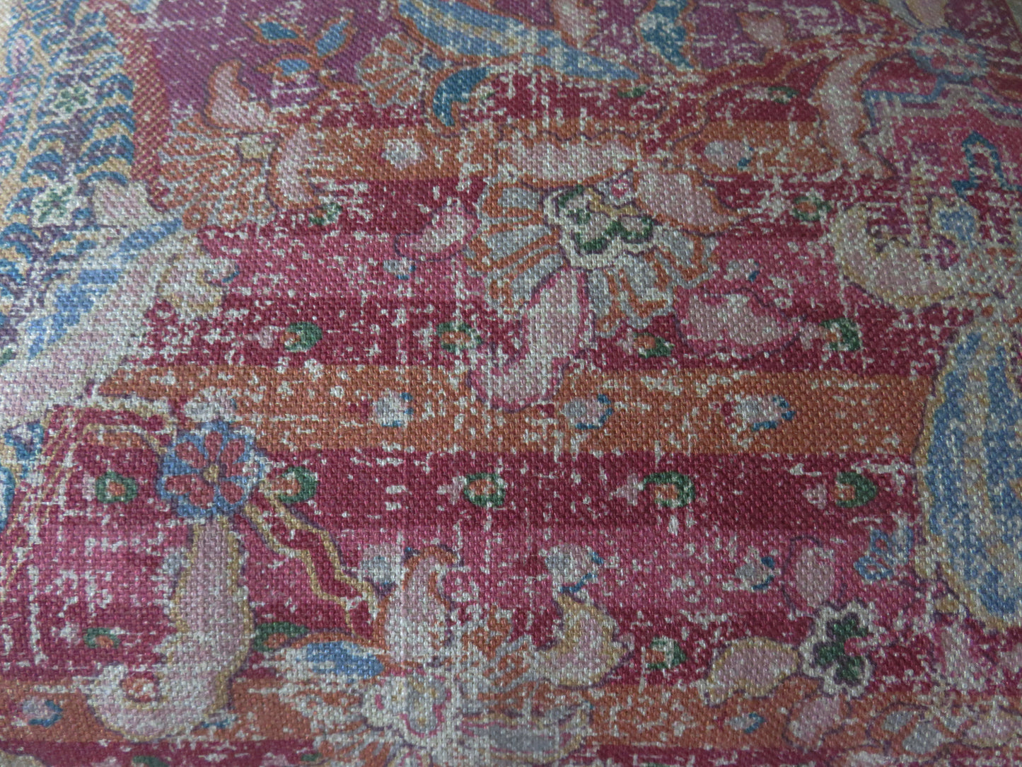 Dark Red Paisley Pillow Cover, Colorful Orange, Purple, Gold Linen Print