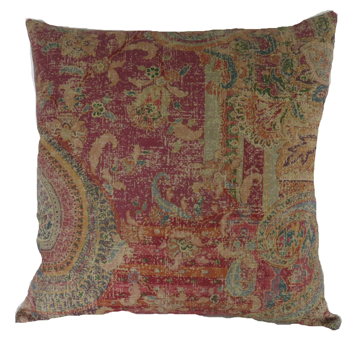dark red paisley linen pillow cover