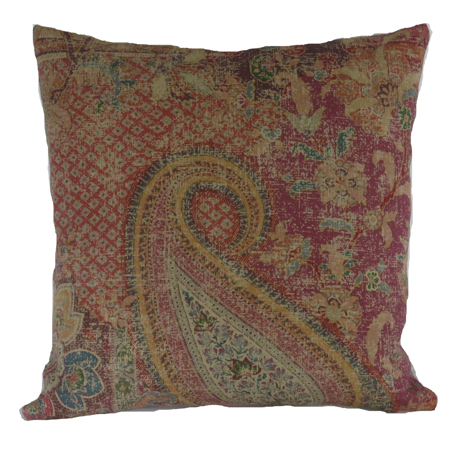 dark red paisley linen pillow cover