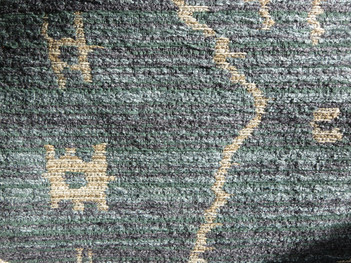 Denim Blue and Beige Tribal Chenille Pillow Cover