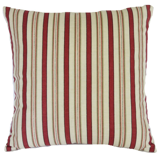 rose red and cream striped throw pillow made from discontinued Waverly General Store cotton fabric