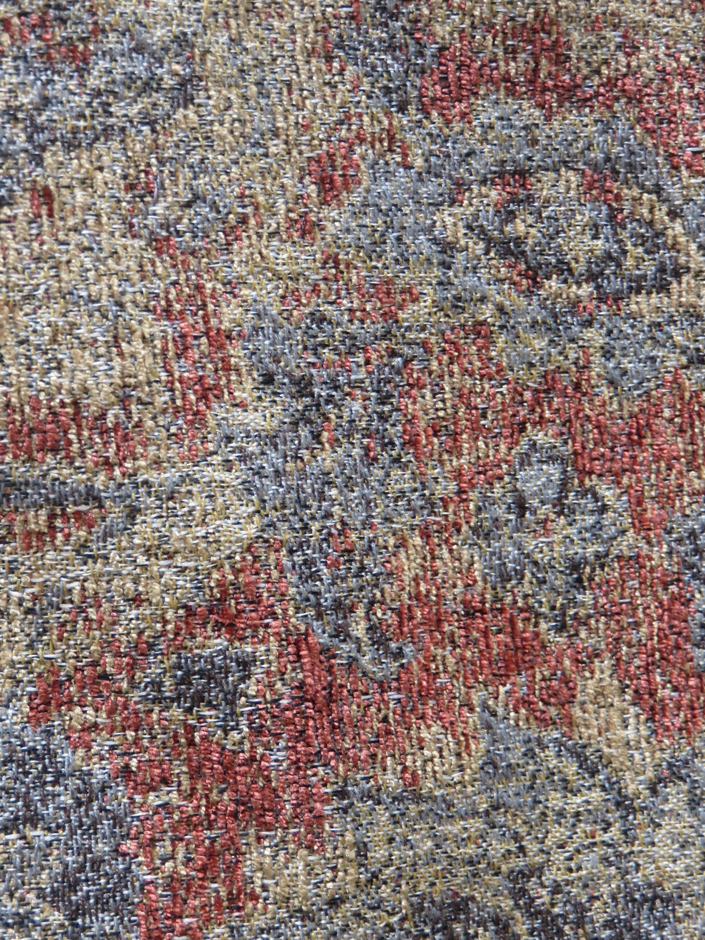 Grey Rust Gold Kilim Motif or Southwest Chenille Pillow Cover