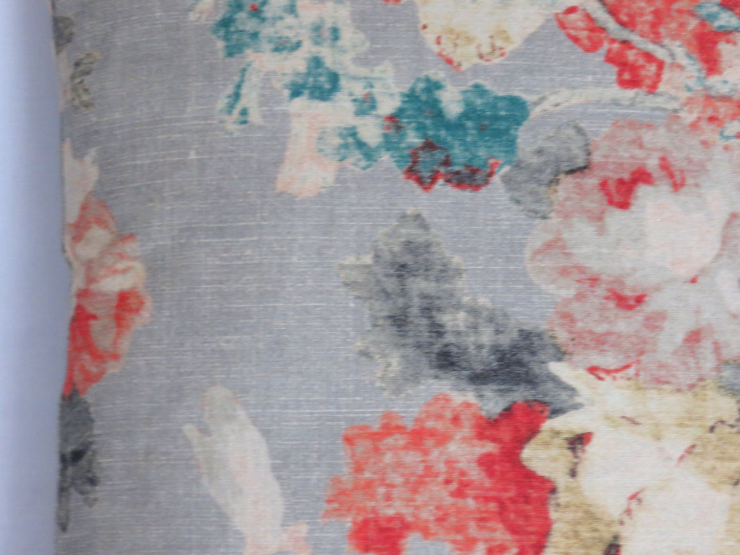 Grey, orange and teal watercolor floral pillow cover