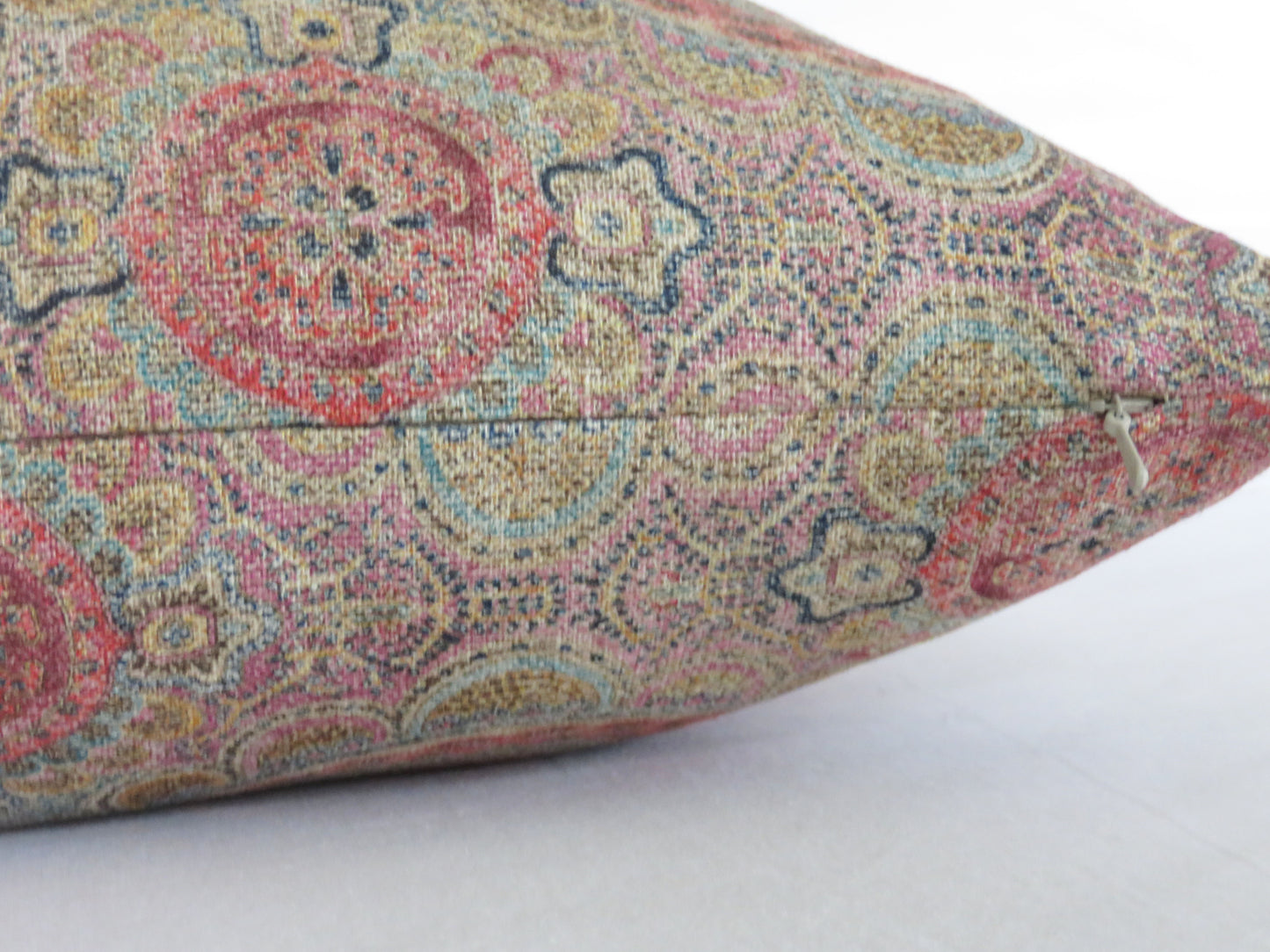 pink paisley linen jaisalmer pillow cover