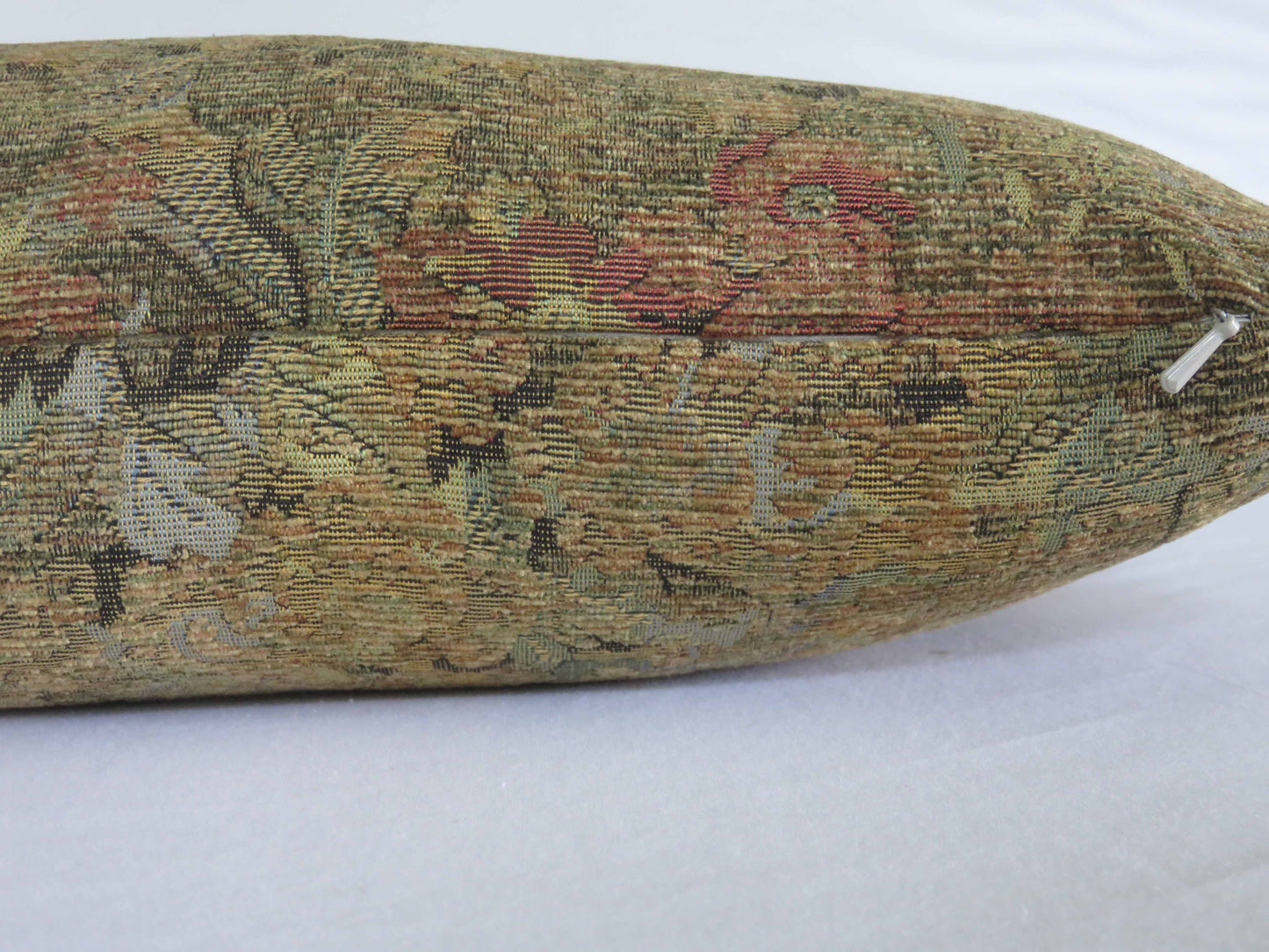 Olive and Gold Forest Pillow Cover, 17" Square, Trees & Leaves, Chenille Verdure Tapestry