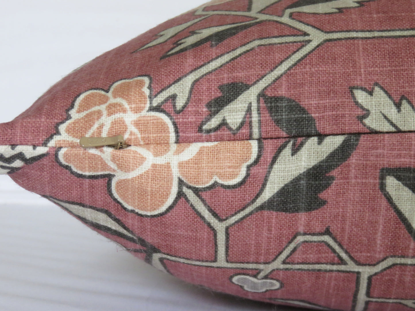 dusty pink tiger pillow cover made from Richloom theodore in tose madder