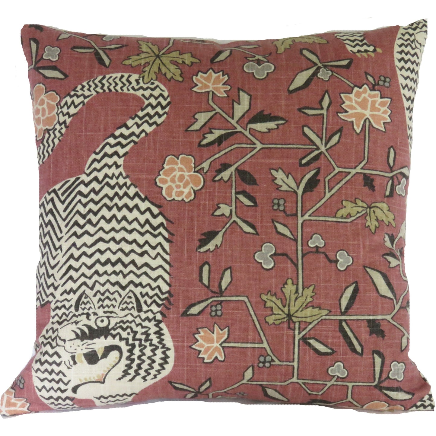 dusty pink tiger pillow cover made from Richloom theodore in tose madder