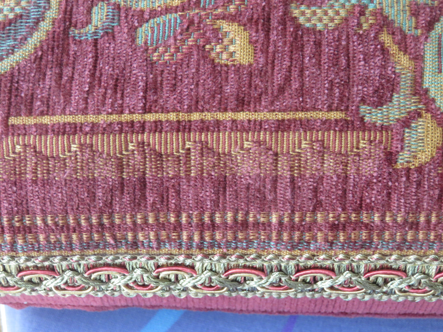 faded rose red chenille tapestry pillow cover in a lumbar shape