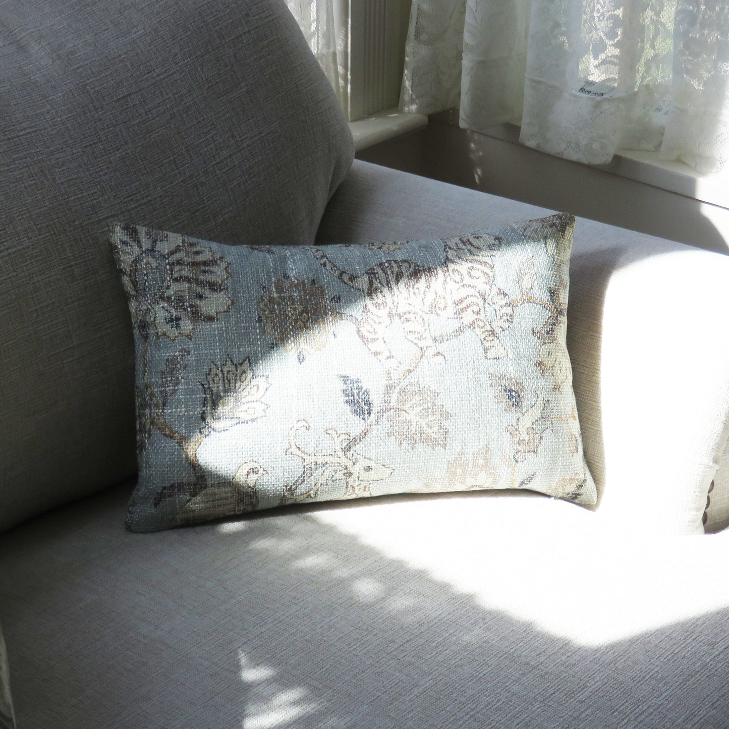 safari lumbar pillow cover 11x17 in pale blue grey and brown