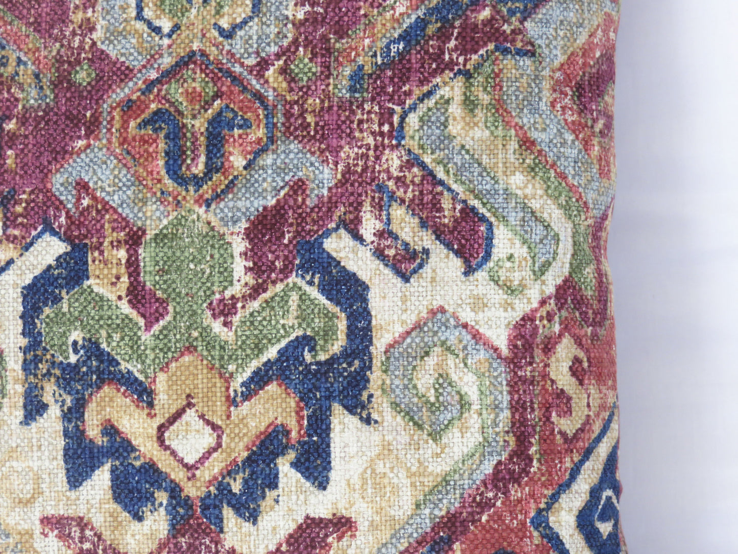 navy and maroon southwest print pillow cover