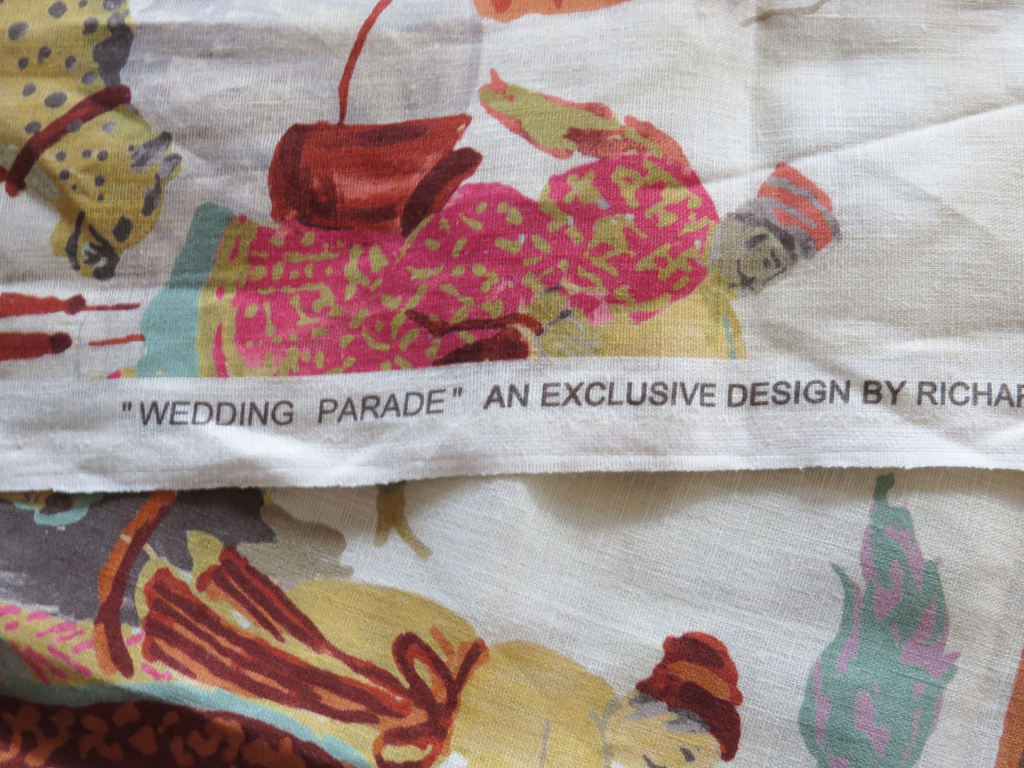 wedding parade pillow cover colorful jim thompson linen print