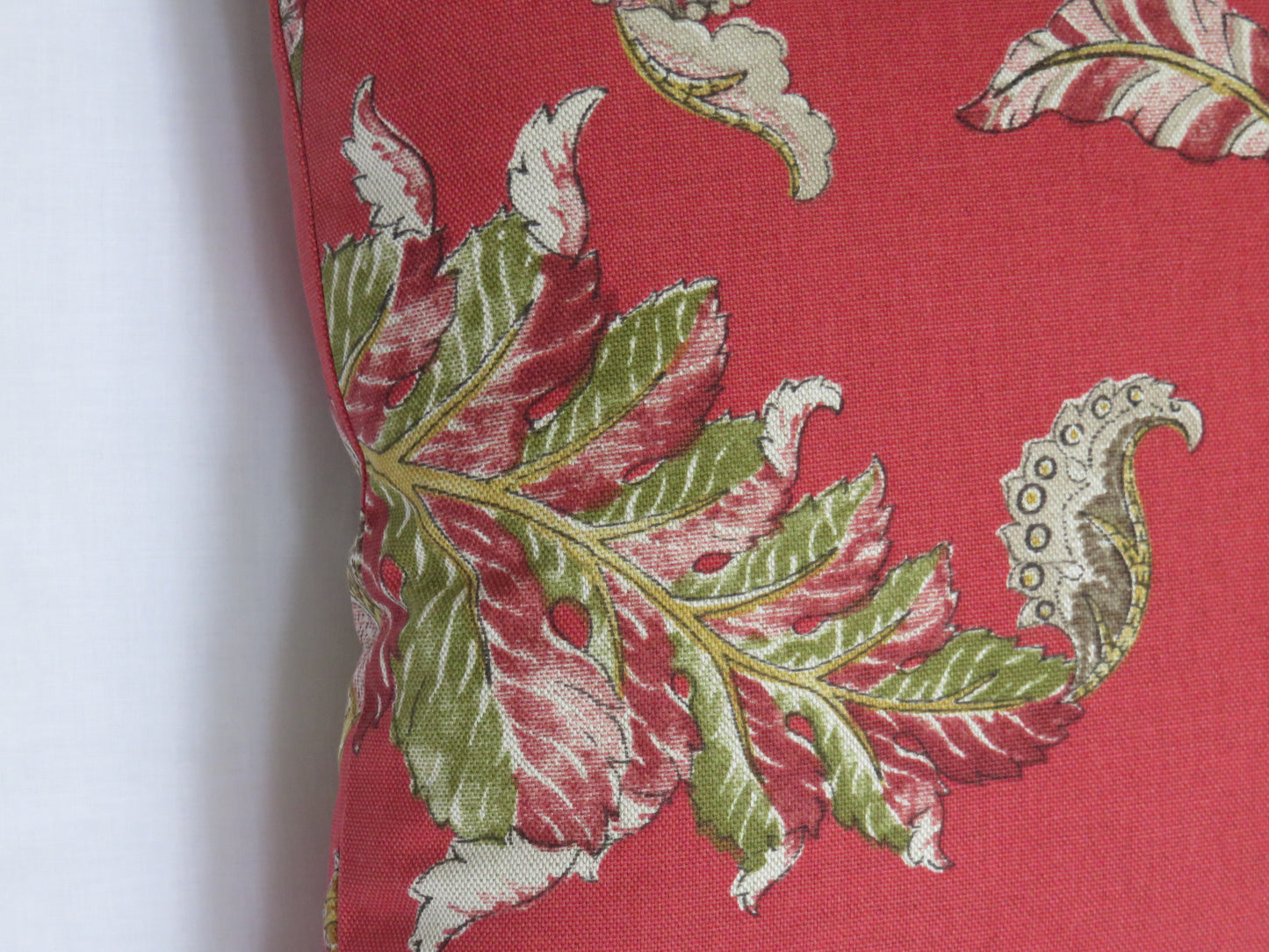 Lawrence Jacobean floral pillow cover in red linen blend