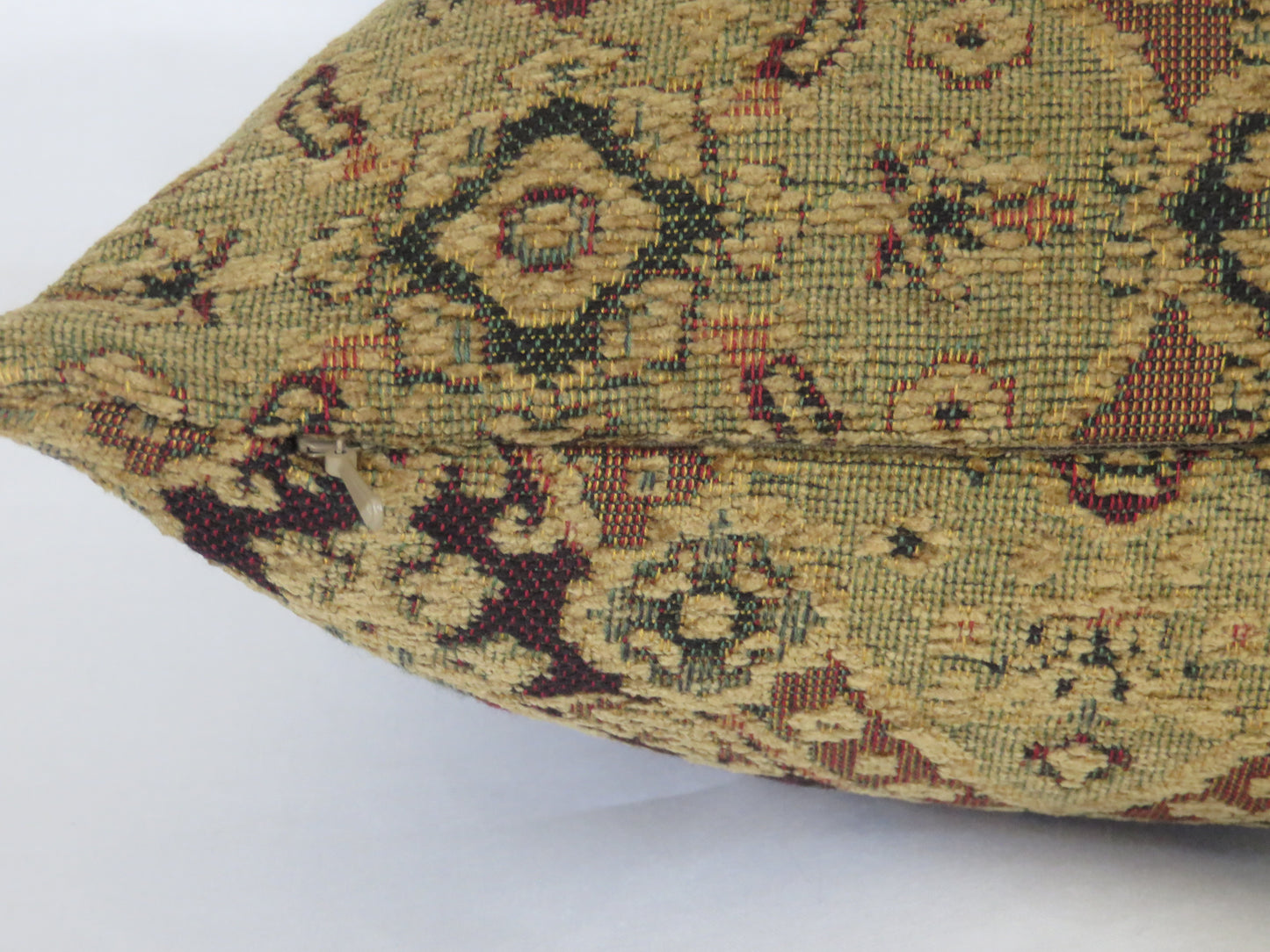 gold navy red diamond chenille pillow cover