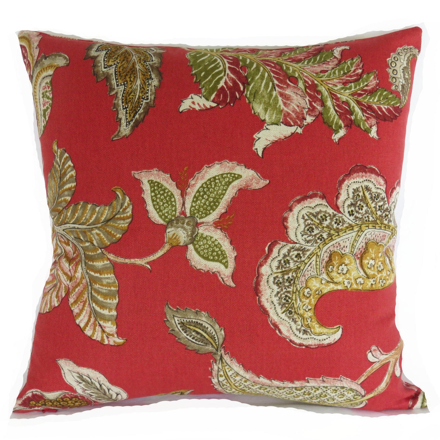 Lawrence Jacobean floral pillow cover in red linen blend