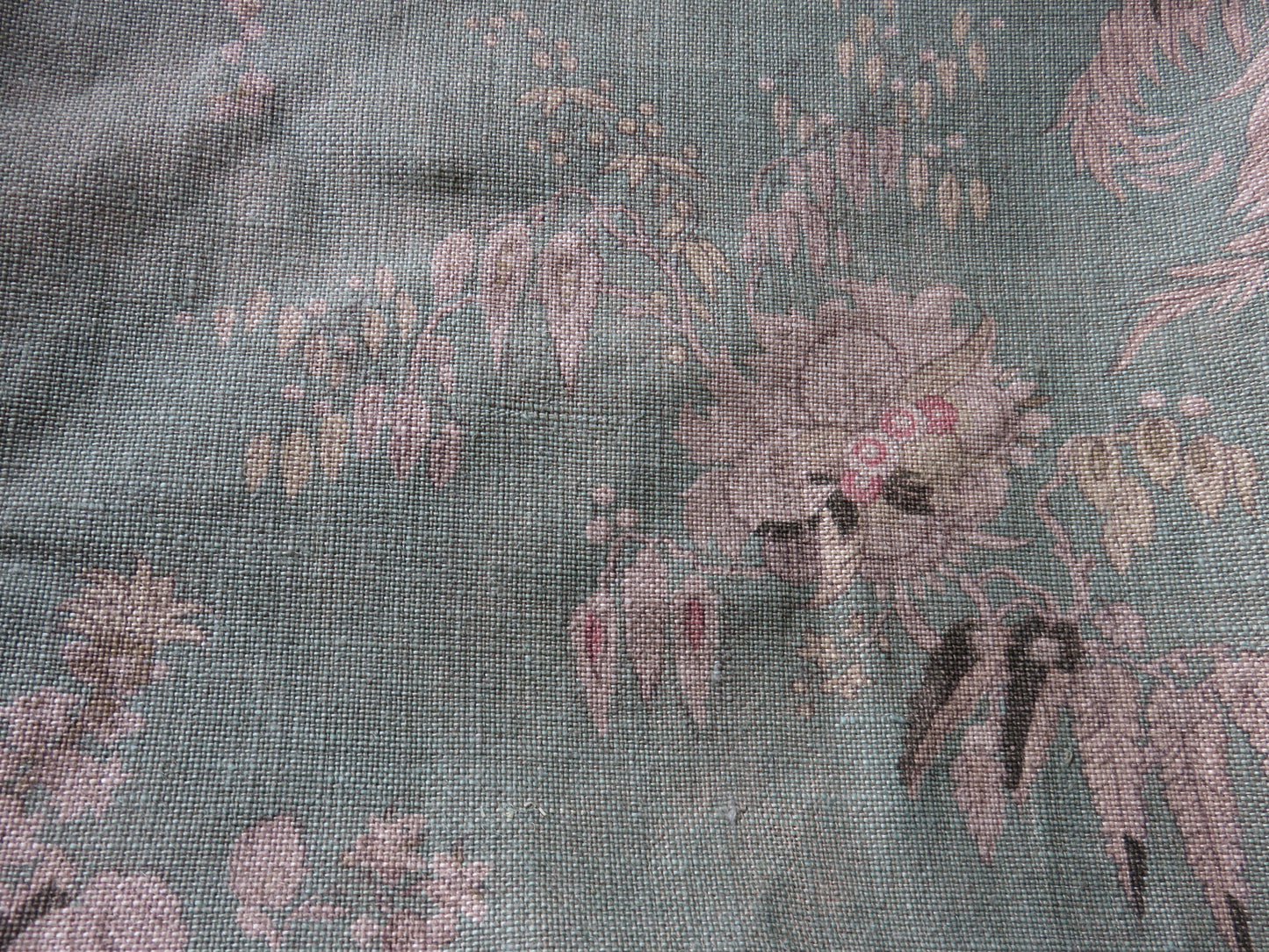 Sea Green Acquitaine Floral Pillow Cover, Teal English Linen Print