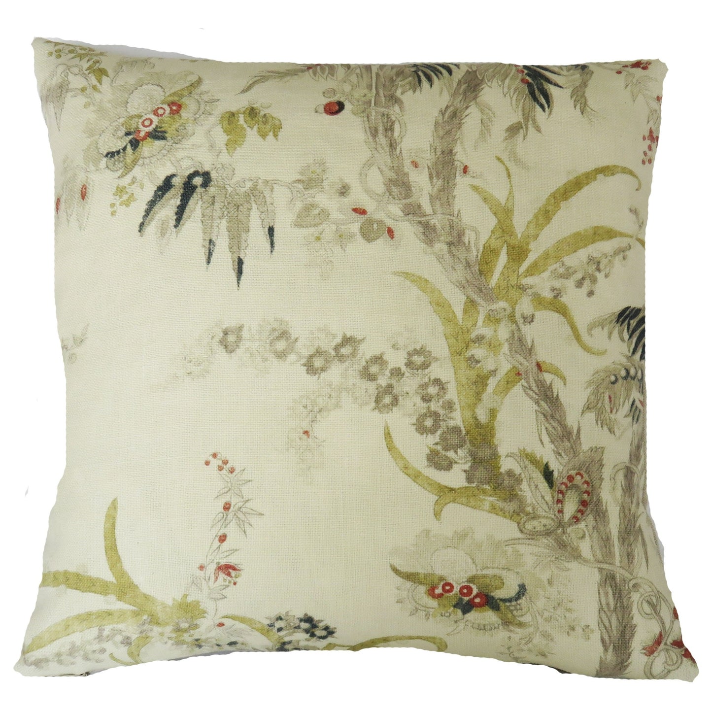 acquitaine cream linen floral pillow cover
