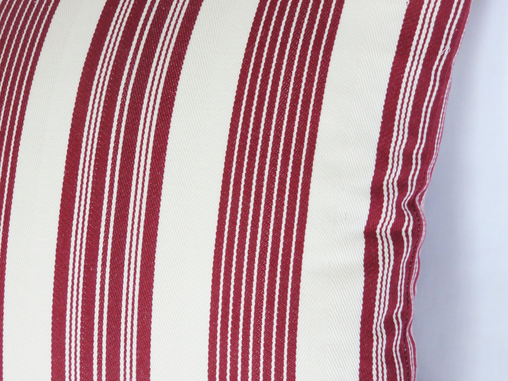 cranberry red and white striped pillow cover