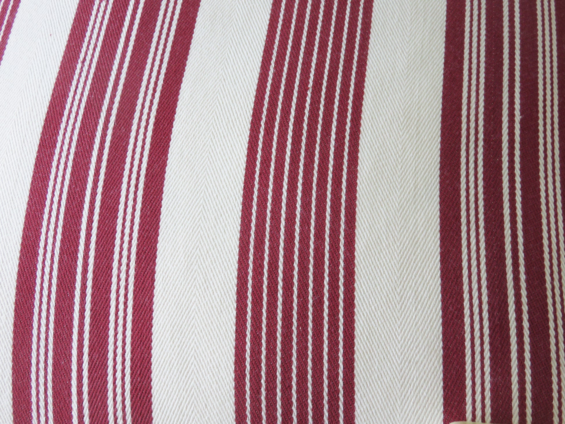 cranberry red and white striped pillow cover