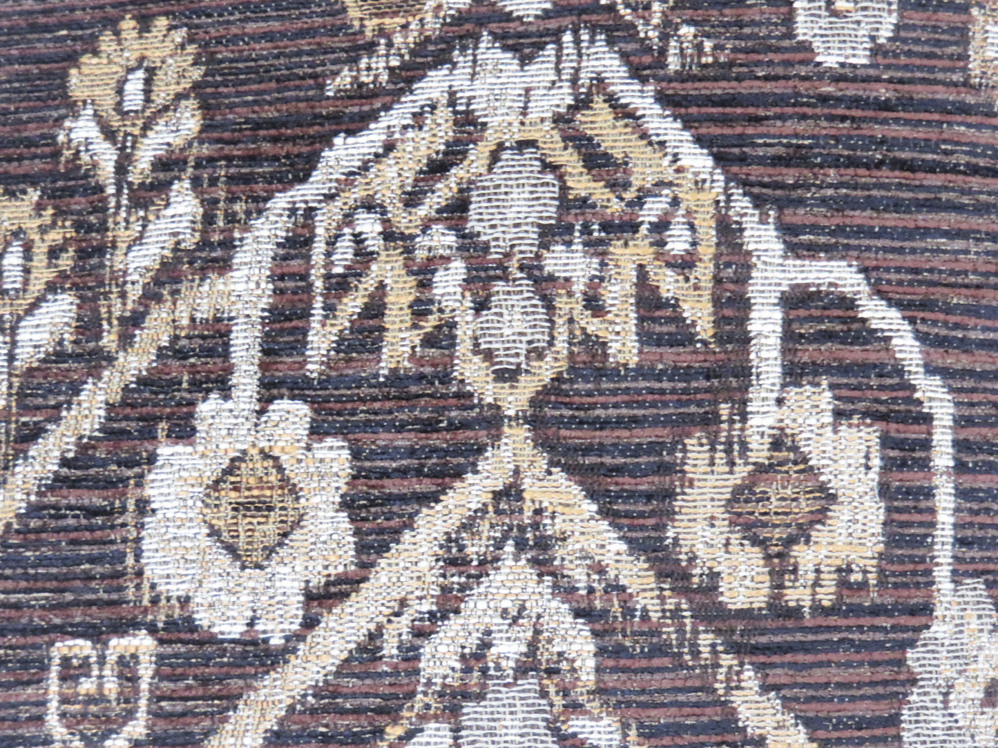 Dark Brown Kilim Motif Pillow Cover, 17" - 18" Square, Tan, Black, Gold, Grey Chenille