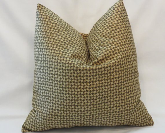 Rattan Print Pillow Cover in Gold and Brown