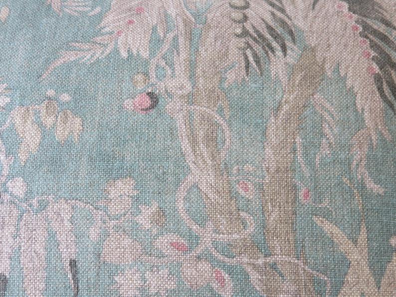 Sea Green Acquitaine Floral Pillow Cover, Teal English Linen Print