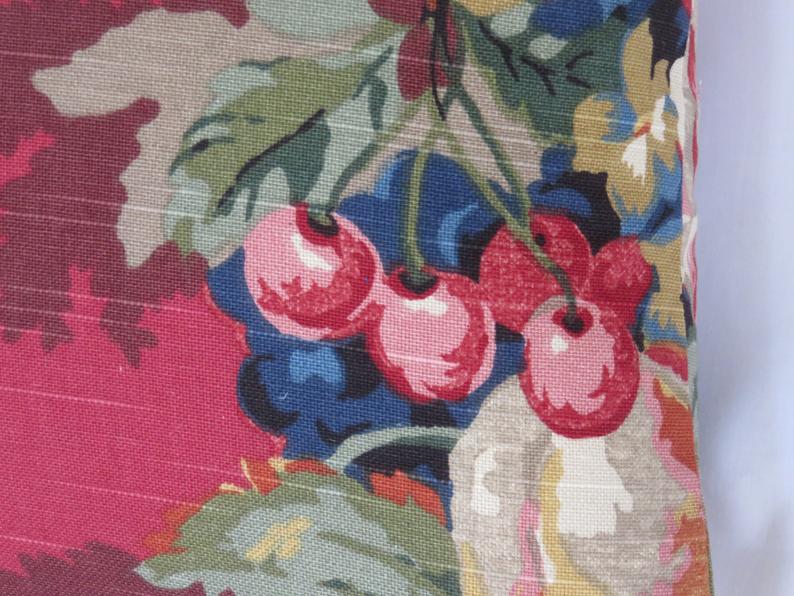 Red Floral & Fruit Pillow Cover, P Kaufmann Queensland