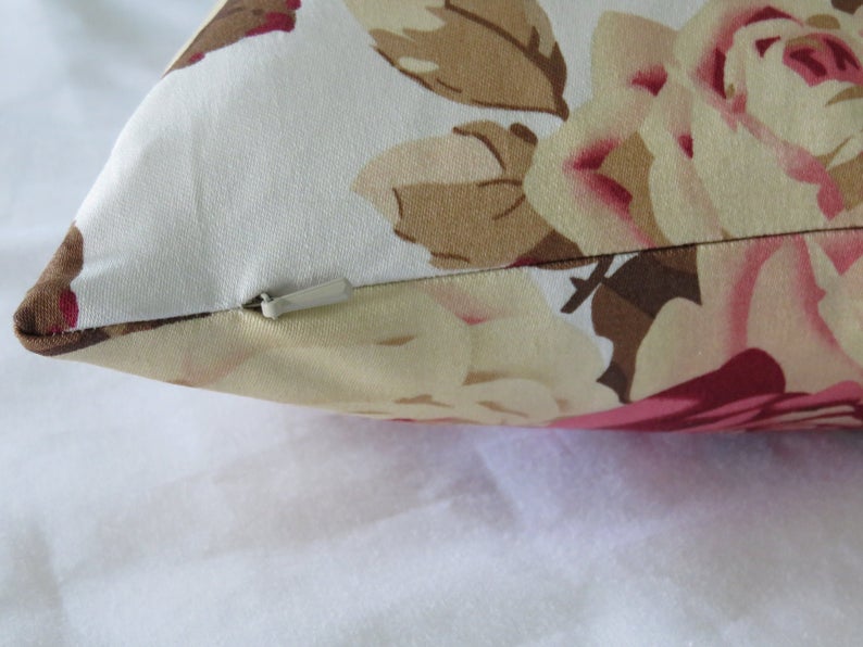 pale blue pillow cover with roses, tanya whelan print