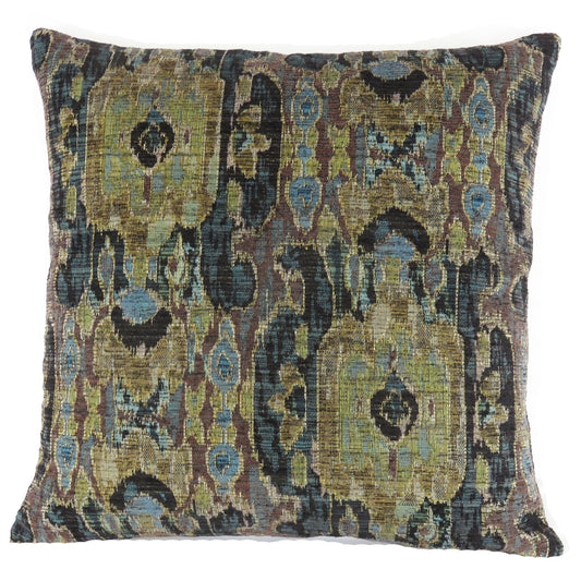 olive teal black ikat pillow cover