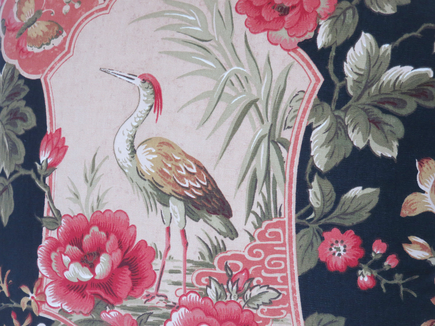 black coral green japanese crane pillow cover