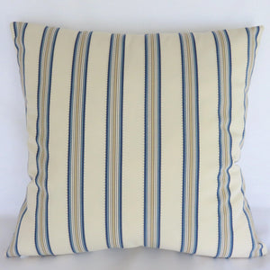 blue tan cream striped pillow cover