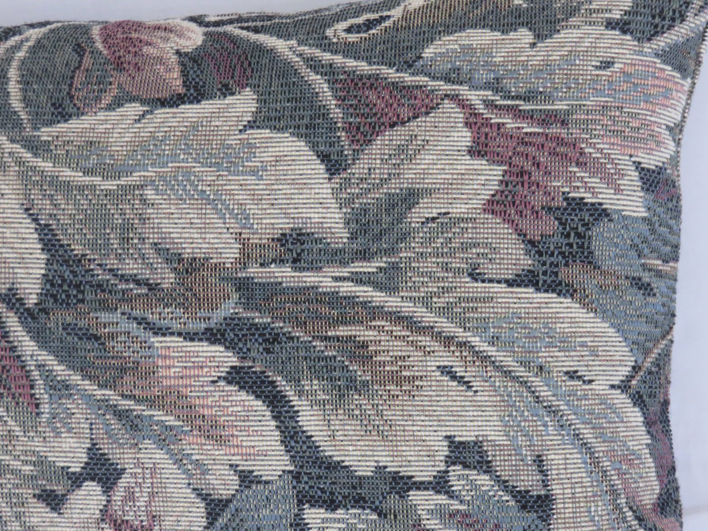 Acanthus Leaf Tapestry Pillow Cover, 11x17 Lumbar, Green and Cream, Vintage look