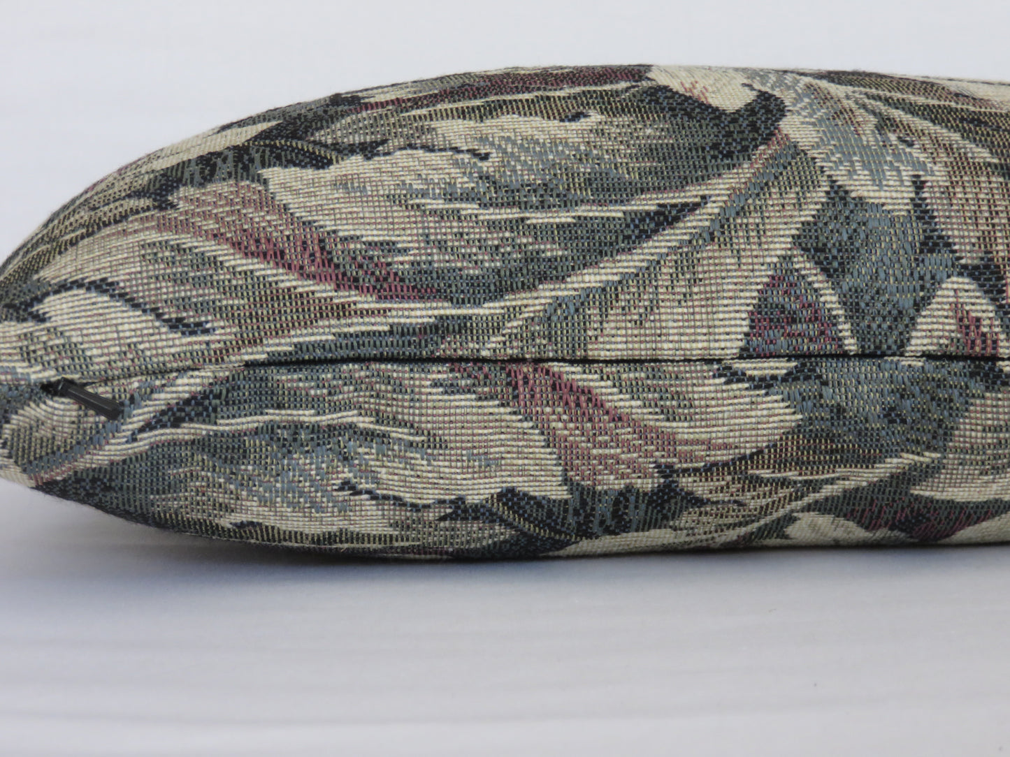 Acanthus Leaf Tapestry Pillow Cover, 11x17 Lumbar, Green and Cream, Vintage look