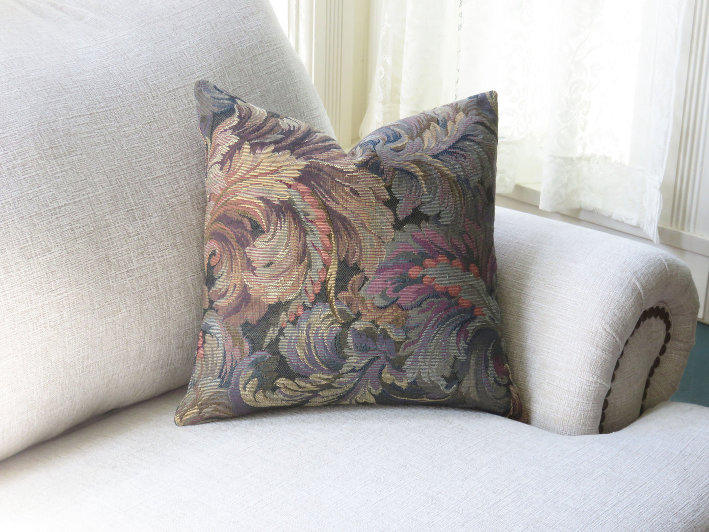 colorful acanthus leaf tapestry pillow cover