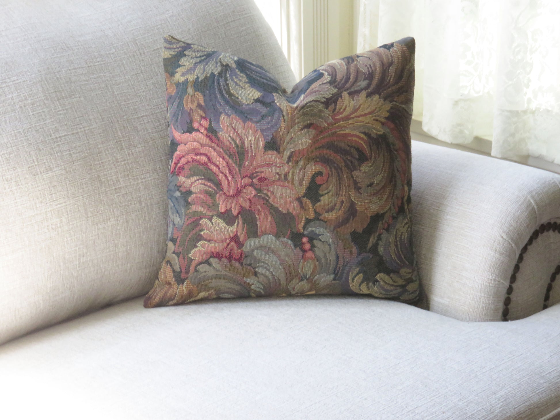 colorful acanthus leaf tapestry pillow cover