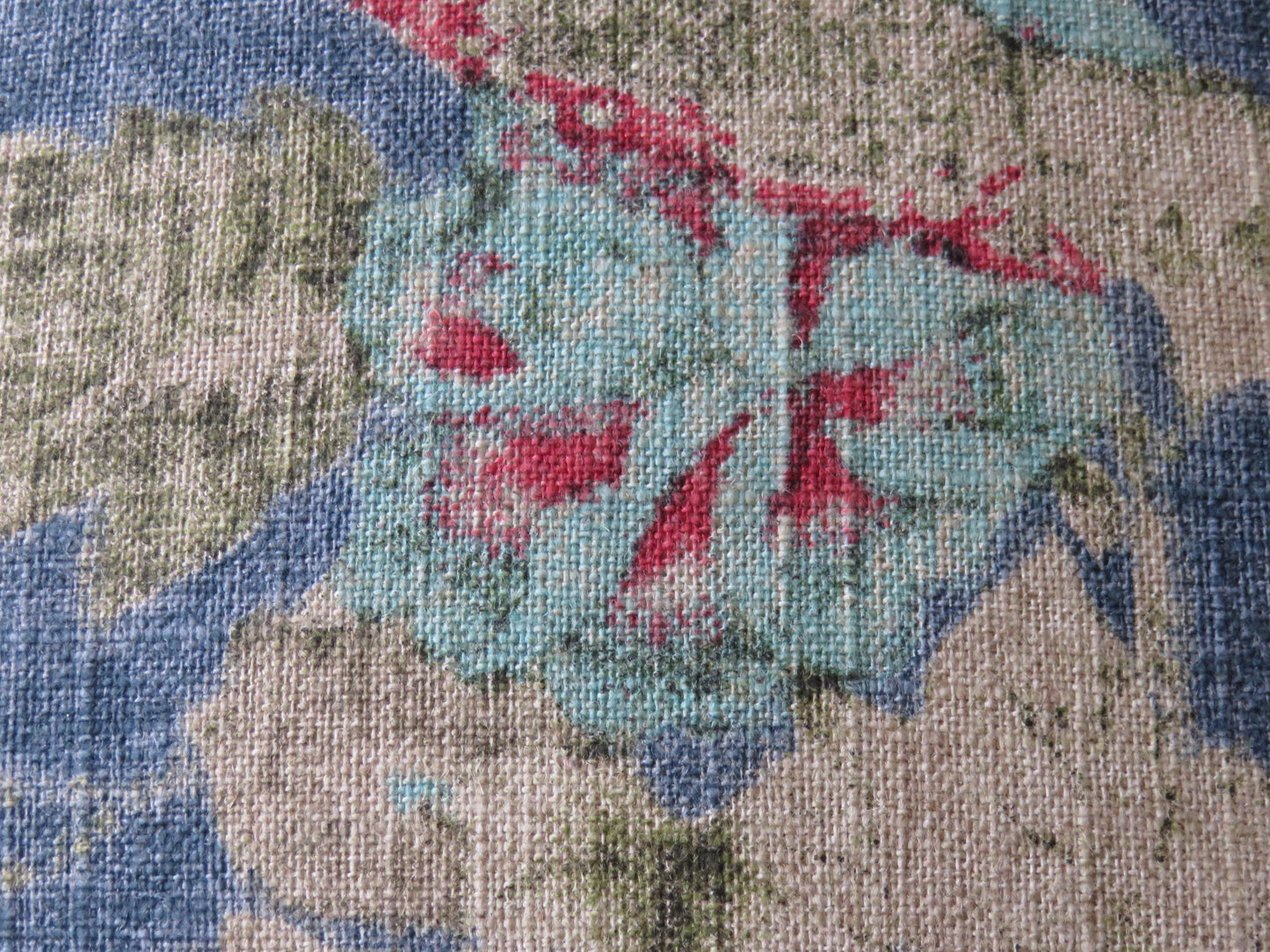 Blue Floral Pillow Cover, Waverly Afterglow in INdigo, with Red and Pink