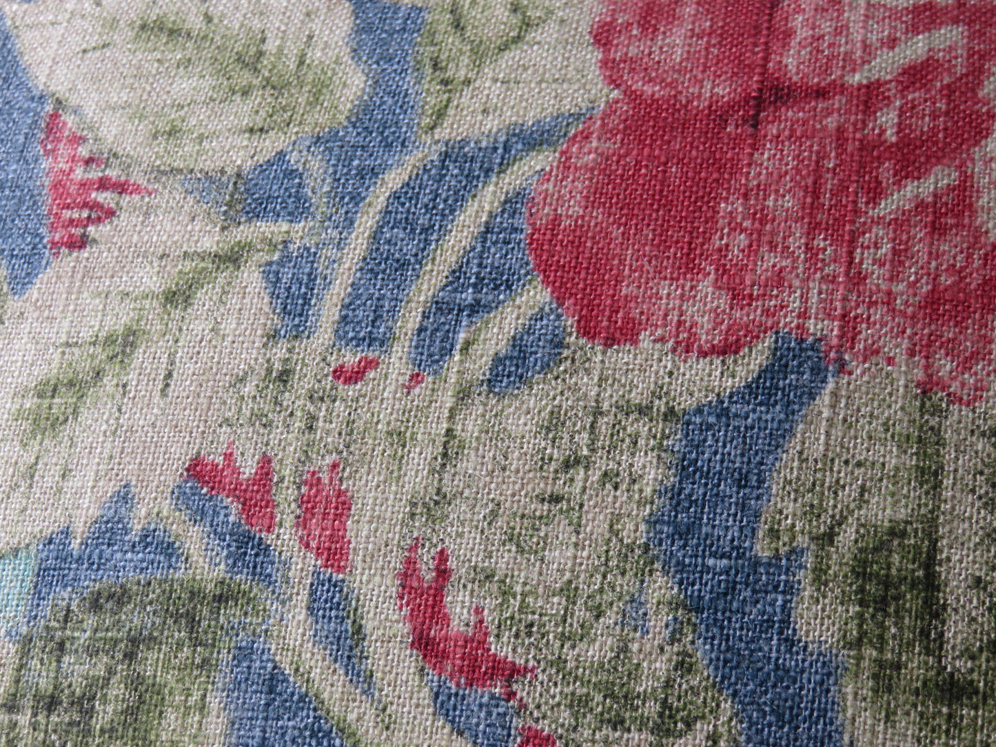 Blue Floral Pillow Cover, Waverly Afterglow in INdigo, with Red and Pink