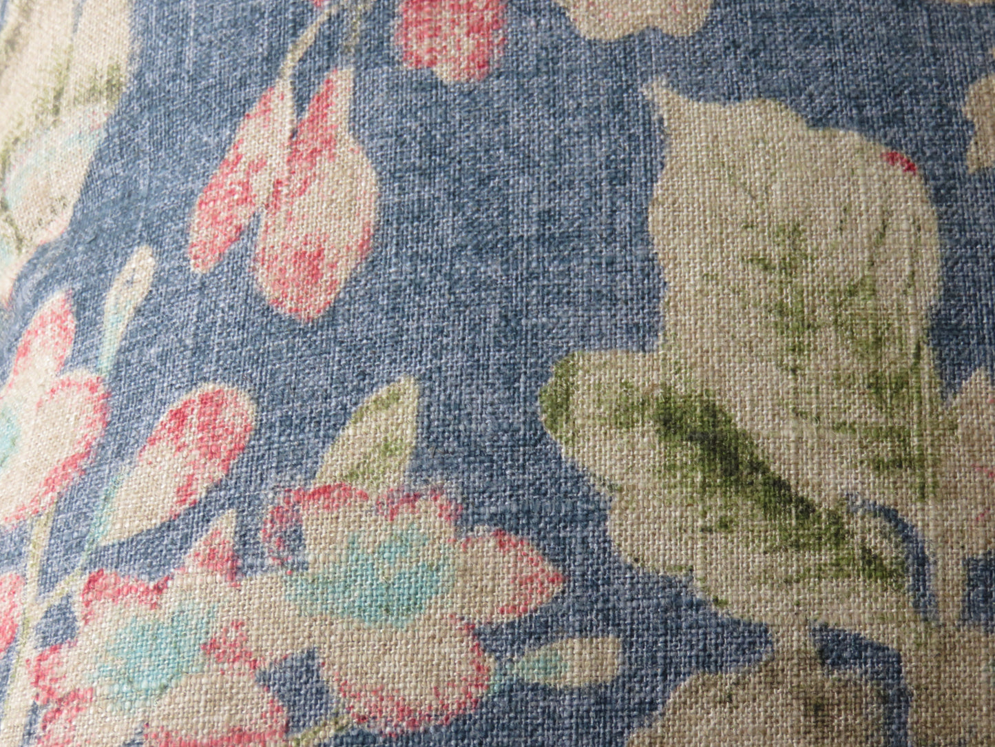 Blue Floral Pillow Cover, Waverly Afterglow in INdigo, with Red and Pink