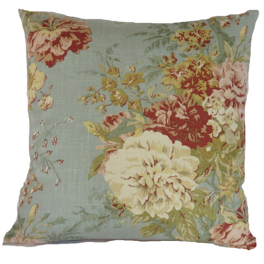 ballad bouquet pillow cover in spa blue