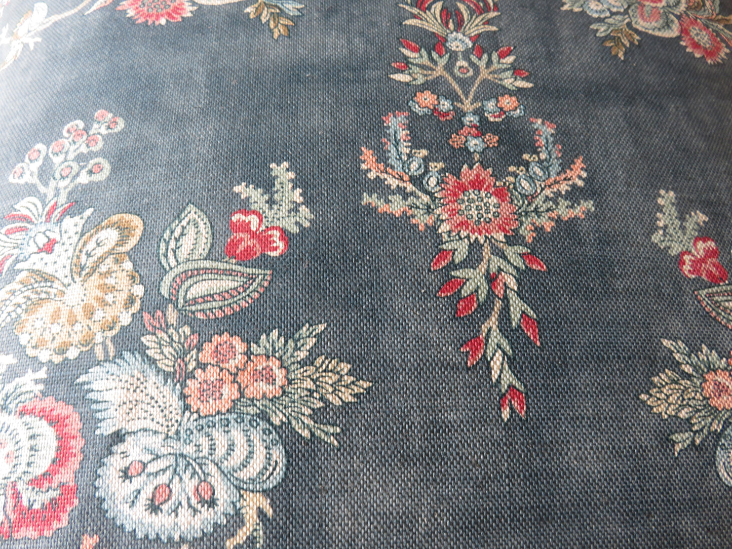 Denim Blue Floral Pillow Cover, Quinton Ballard Fabric