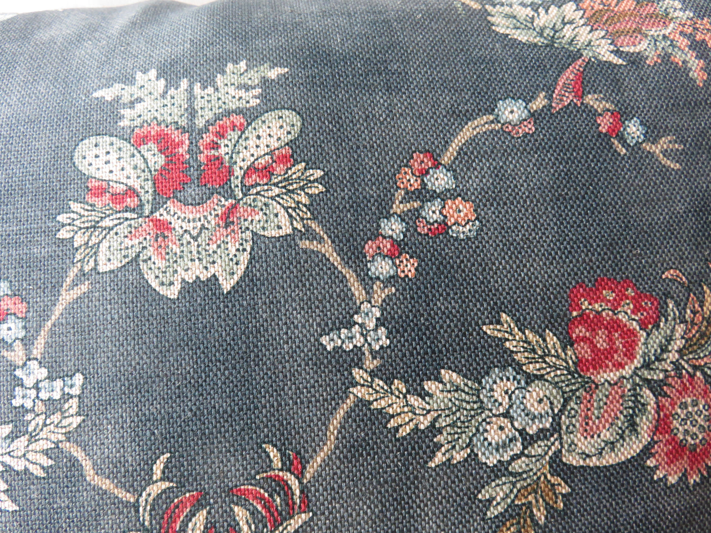 Denim Blue Floral Pillow Cover, Quinton Ballard Fabric