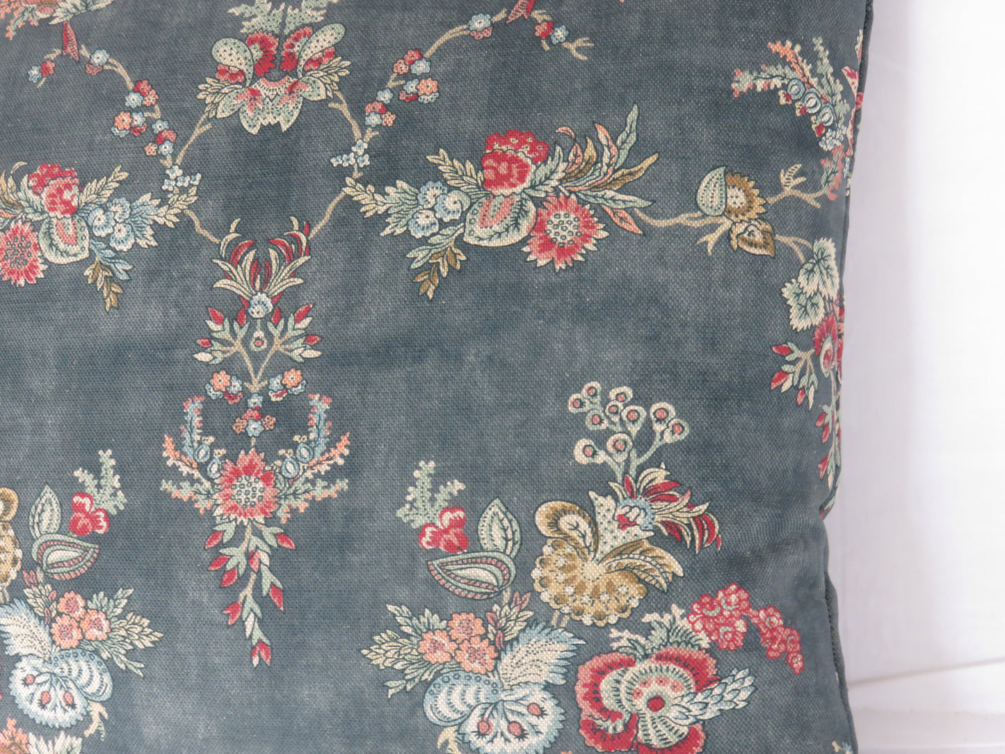 Denim Blue Floral Pillow Cover, Quinton Ballard Fabric