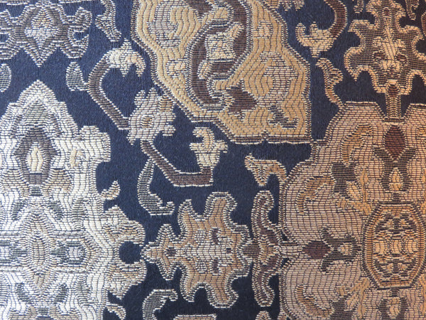 black and gold brocade kilim motif pillow cover