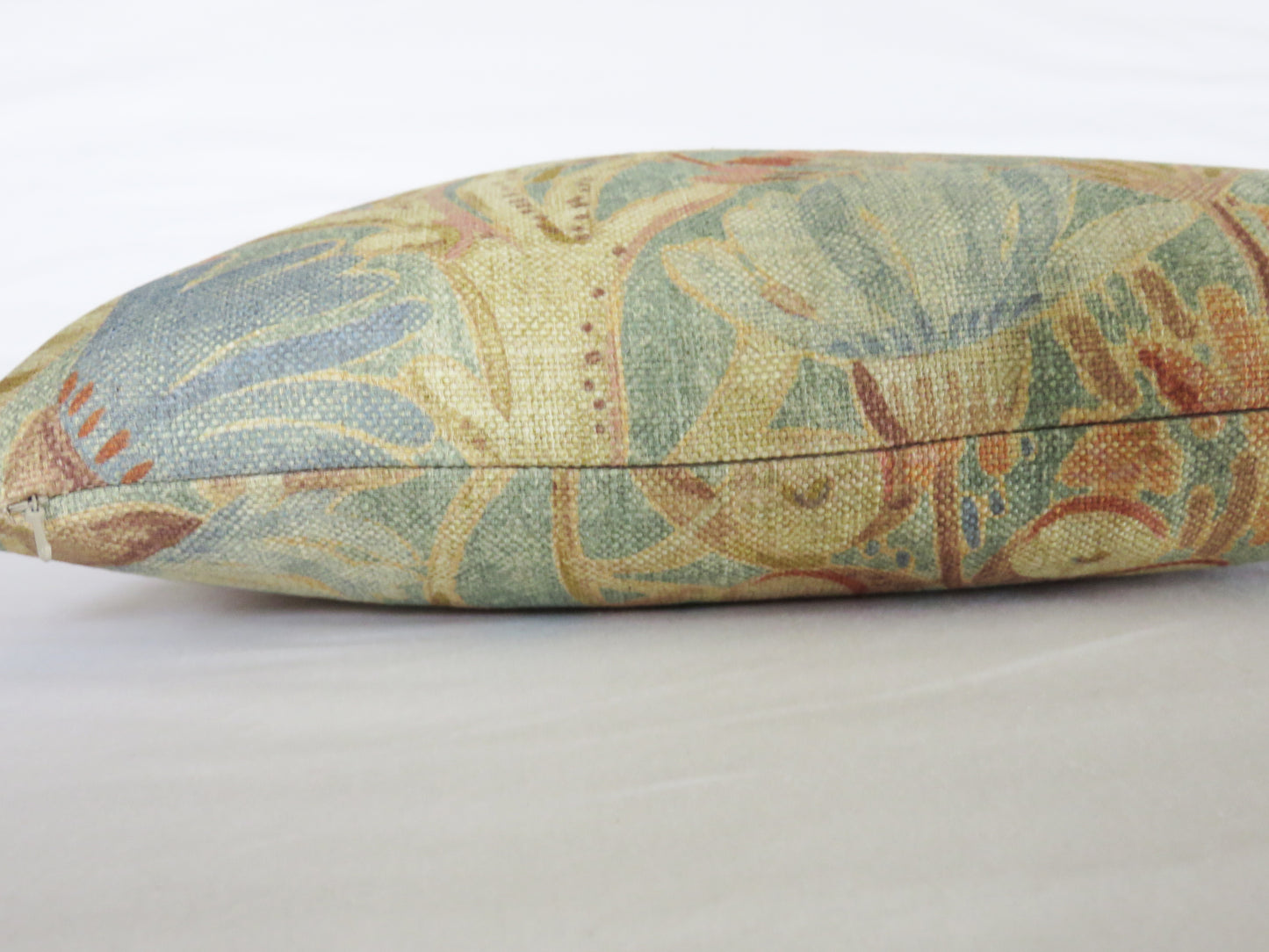 Colorful Fantasy Floral PIllow Cover in Blue, Orange, Gold, Aqua