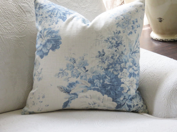 blue white  ballad bouquet pillow cover