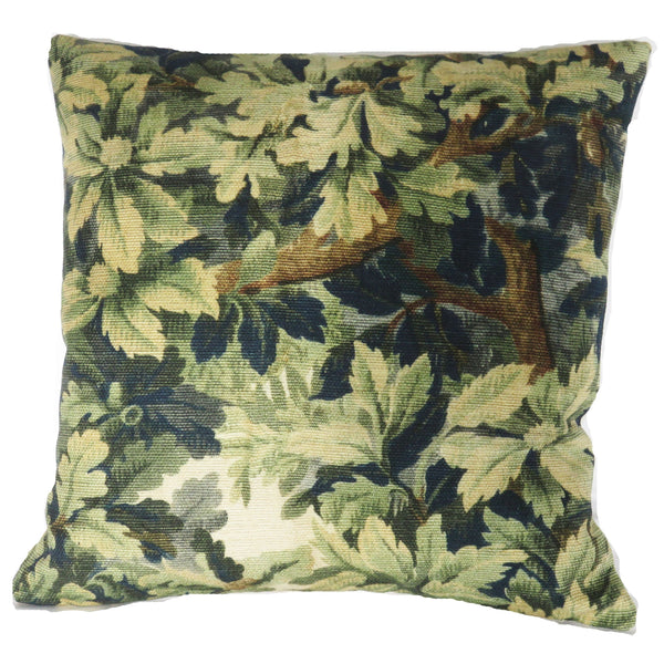 green oak eaves pillow cover made from high end Bois de chene fabric in Verdure