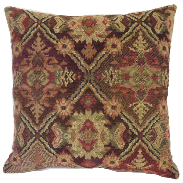 brown and rust medallion pillow cover with a kilim or southwest motif
